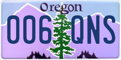 OR license plate 006QNS