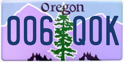 OR license plate 006QOK