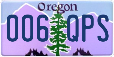 OR license plate 006QPS