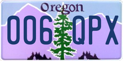 OR license plate 006QPX