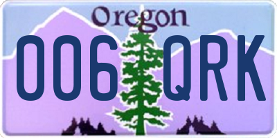 OR license plate 006QRK