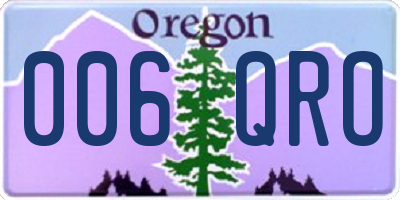 OR license plate 006QRO