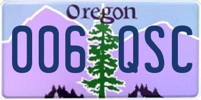 OR license plate 006QSC