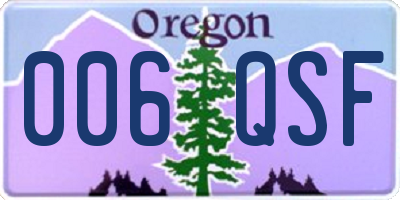 OR license plate 006QSF