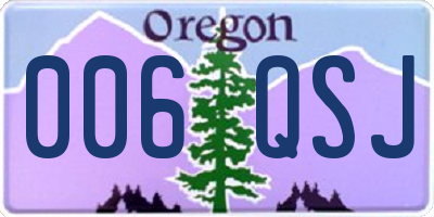 OR license plate 006QSJ