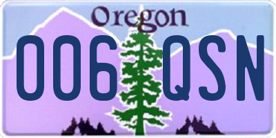 OR license plate 006QSN