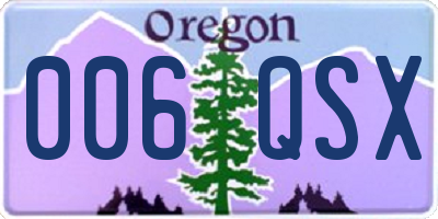 OR license plate 006QSX