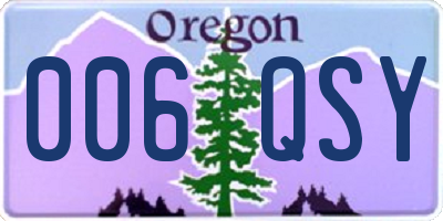 OR license plate 006QSY