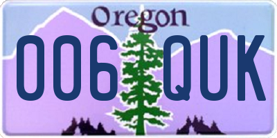 OR license plate 006QUK