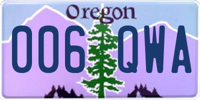 OR license plate 006QWA