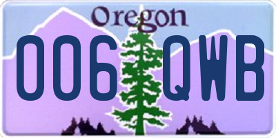 OR license plate 006QWB