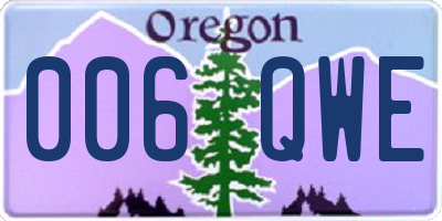 OR license plate 006QWE