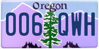 OR license plate 006QWH