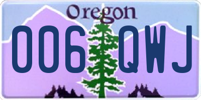 OR license plate 006QWJ