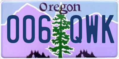 OR license plate 006QWK