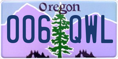 OR license plate 006QWL
