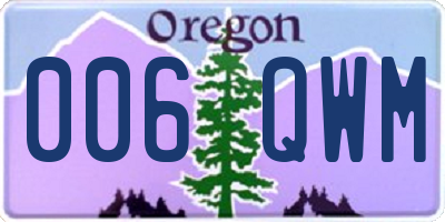 OR license plate 006QWM