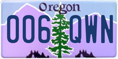 OR license plate 006QWN