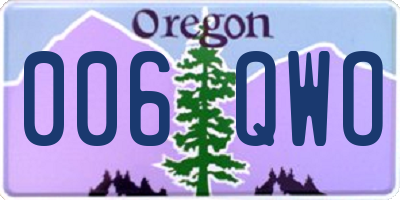 OR license plate 006QWO