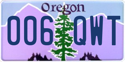 OR license plate 006QWT