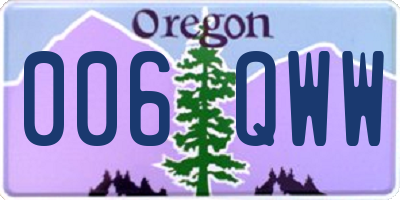 OR license plate 006QWW