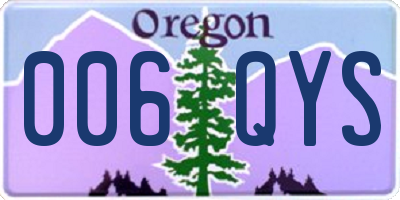 OR license plate 006QYS