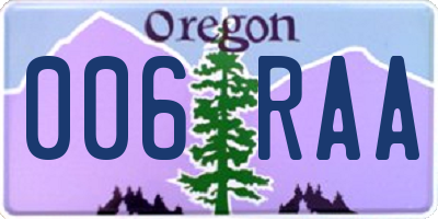 OR license plate 006RAA