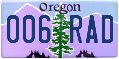 OR license plate 006RAD