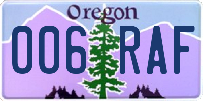 OR license plate 006RAF