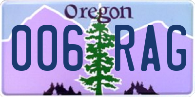 OR license plate 006RAG