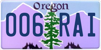 OR license plate 006RAI