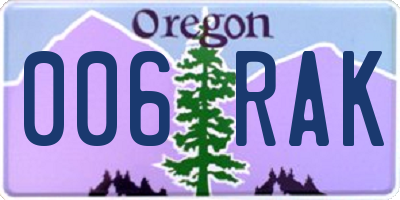 OR license plate 006RAK