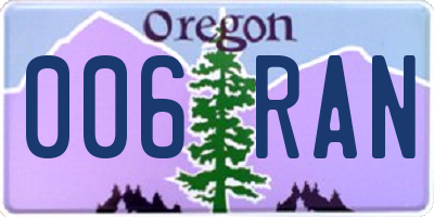 OR license plate 006RAN