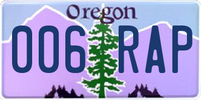 OR license plate 006RAP
