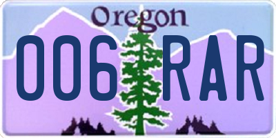 OR license plate 006RAR