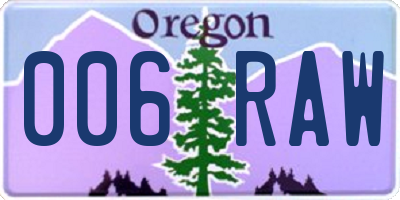OR license plate 006RAW