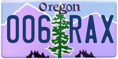 OR license plate 006RAX