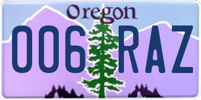 OR license plate 006RAZ
