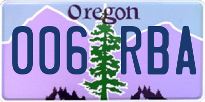 OR license plate 006RBA