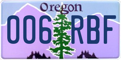 OR license plate 006RBF