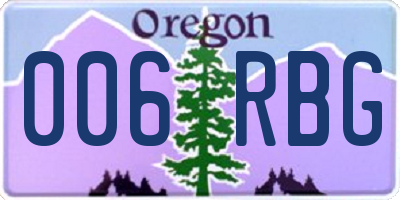 OR license plate 006RBG