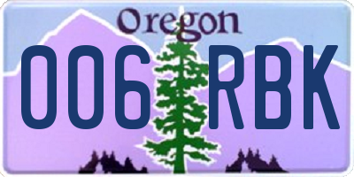 OR license plate 006RBK