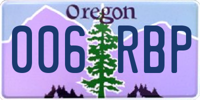 OR license plate 006RBP