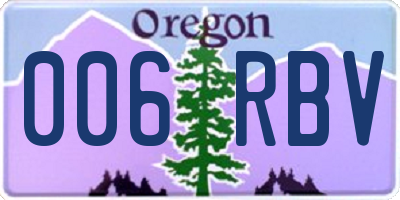 OR license plate 006RBV