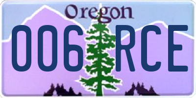 OR license plate 006RCE
