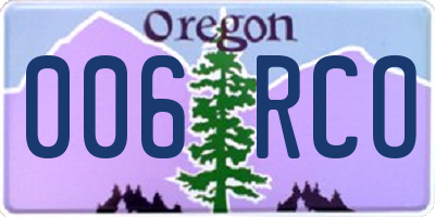 OR license plate 006RCO