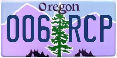 OR license plate 006RCP