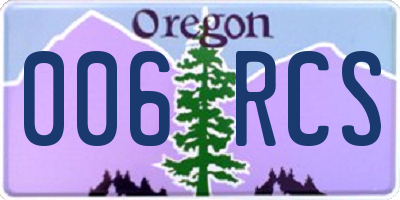 OR license plate 006RCS