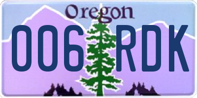 OR license plate 006RDK
