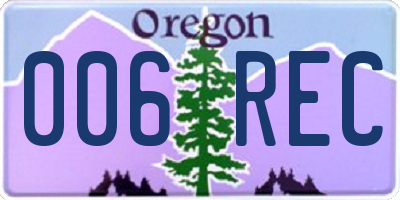 OR license plate 006REC